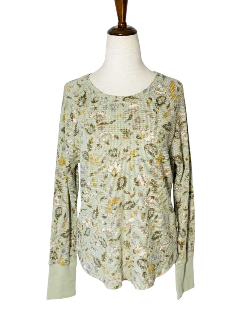 KNOX ROSE Floral Thermal Waffle Knit Top - Picture 2 of 6